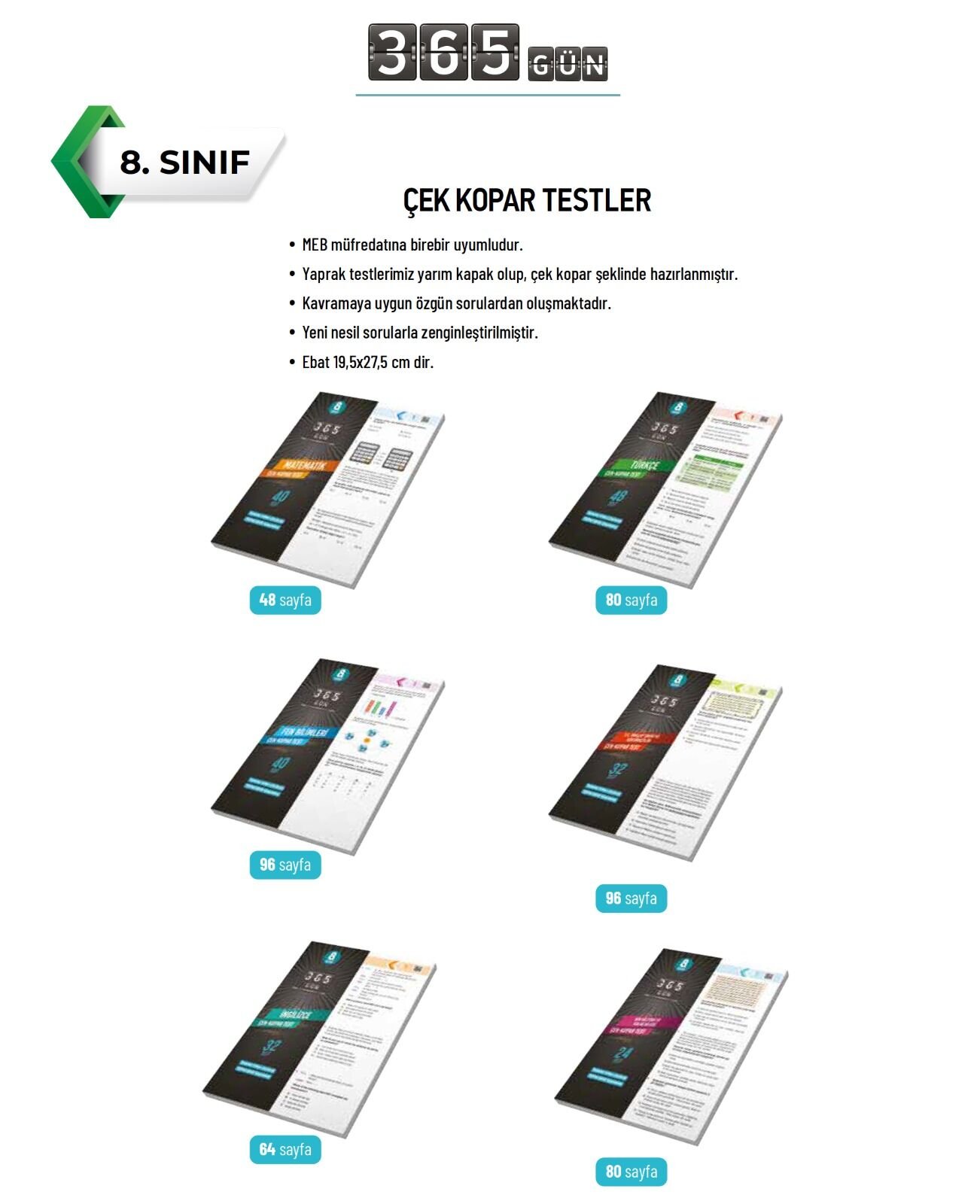 8. Sınıf 365 Gün Çek Kopar Testler