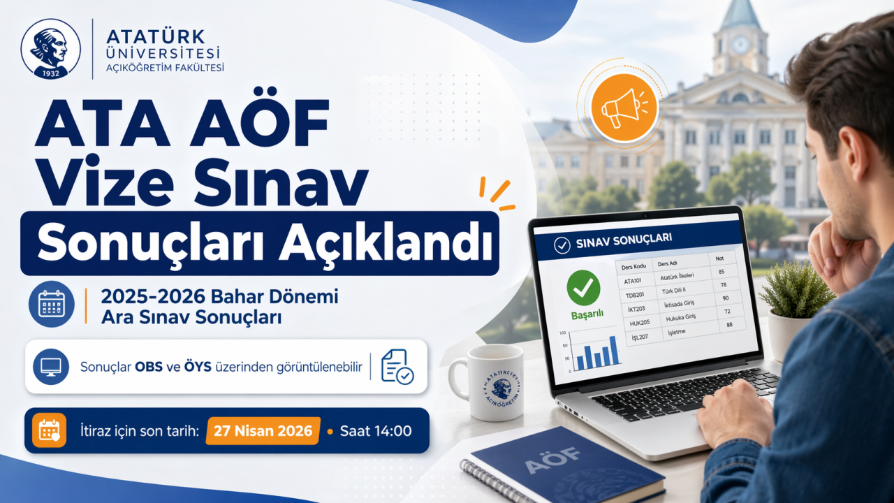 ATA-AÖF Vize Sonuçları Açıklandı: 2025-2026 Bahar Dönemi Ara Sınav Sonuçları ve İtiraz Süreci