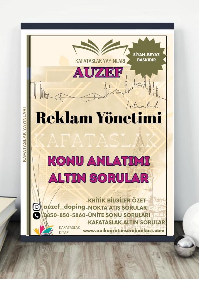 Reklam Yönetimi AUZEF İstanbul Üniversitesi Nokta Atışı Sorular Kafataslak Yayınları