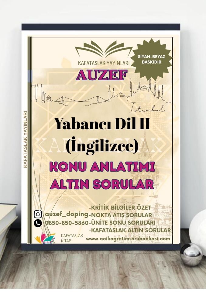 Yabancı Dil II (İngilizce)  AUZEF İstanbul Üniversitesi Nokta Atışı Sorular Kafataslak Yayınları