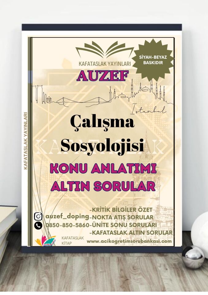 Çalışma Sosyolojisi AUZEF İstanbul Üniversitesi Nokta Atışı Sorular Kafataslak Yayınları