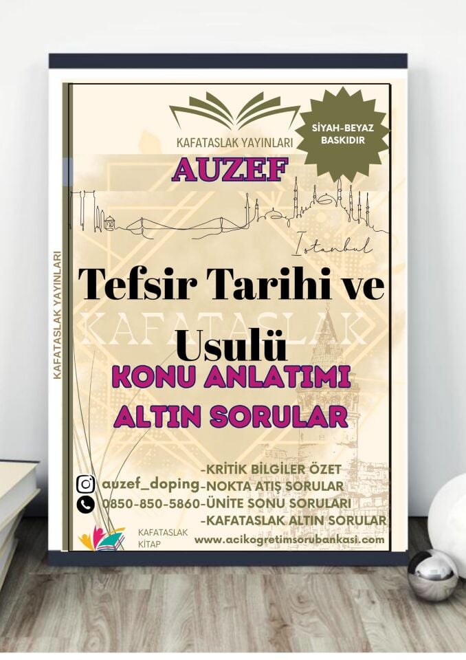 Tefsir Tarihi ve Usulü AUZEF İstanbul Üniversitesi Nokta Atışı Sorular Kafataslak Yayınları