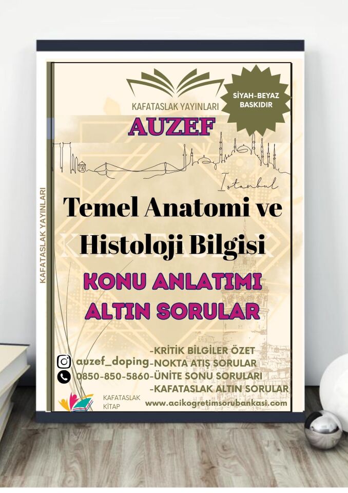 Temel Anatomi ve Histoloji Bilgisi AUZEF İstanbul Üniversitesi Nokta Atışı Sorular Kafataslak Yayınları